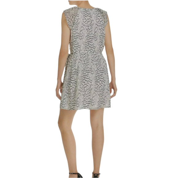 Ramy Brook Wilma Metallic Silk Mini Wrap Dress NWT Small White Black Sleeveless - Picture 8 of 14